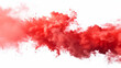 Red fog or smoke color isolated transparent special effect. Abstract dust explosion on white background