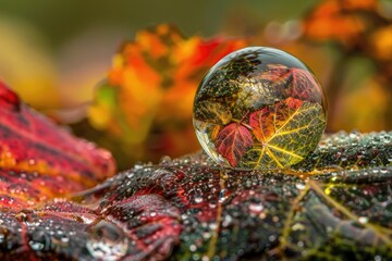 Canvas Print - Close-up water drops on a leaf