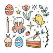 Easter doodle clipart. Cute hand drawn Easter graphic elements