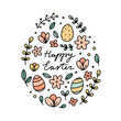 Happy Easter vector clipart. Cute Easter card with elements in a form of egg