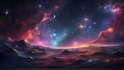 Poster - Beautiful cosmic background wallpaper Illustration.