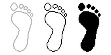 Pixel Art Footprint Icon Set Isolated On White Background