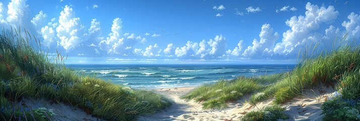 Wall Mural - Beautiful sandy beach, beach on a sunny day