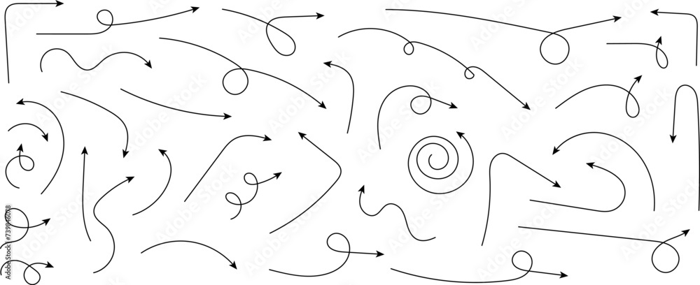 Hand drawn arrows. Simple curved arrows set isolated on white ...
