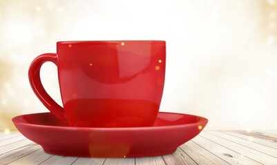 Wall Mural - huge ceramic red mug on the desk