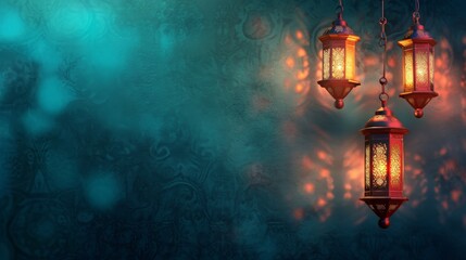 Wall Mural - Ramadan decoration background with copy space 