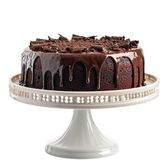 Wall Mural - front view of a delicious looking  Chocolate Fudge cake kept on a cake tray food photography style isolated on a white transparent background