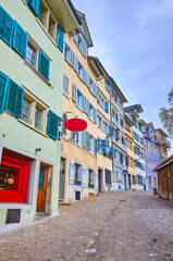 Canvas Print - Residential houses on Lindenhof Hill in Zurich, Switzerland