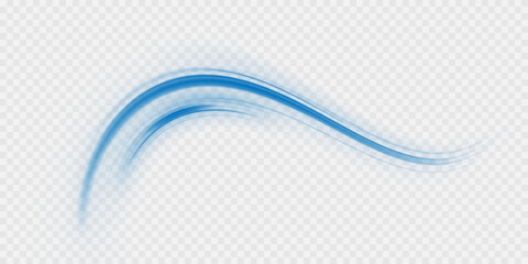 Wall Mural - Wavy transparent curved lines in the form of a blue wave, dynamically flowing sea water in a large set of different contour shapes.