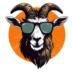 Wall Mural - Portrait of goat with sunglasses. Vector illustration for your design.