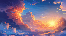 Anime Cloud In Blue Heaven Sky Vector Background