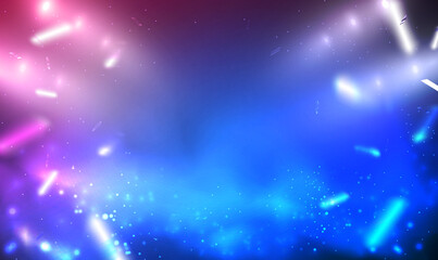 Wall Mural - empty background scene with spotlights and sparkling confetti. show stage backdrop with spotlight ef