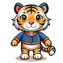 Tiger, Doll, Real Style, Cute, Line Black, White Background