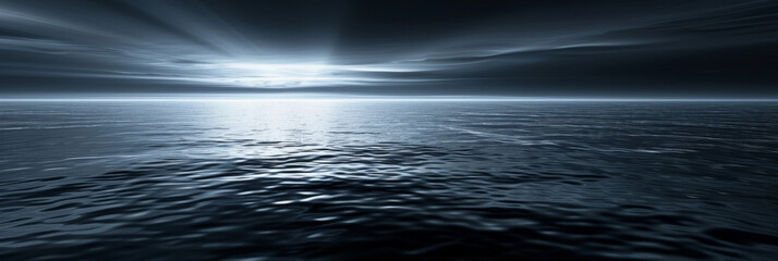 Wall Mural - sea, water, sky, blue, nature, ocean, dark, horizon, light, seascape