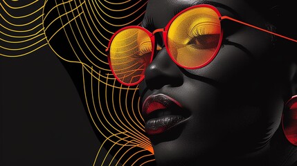 Wall Mural - Abstract portrait of a beautiful black woman with neon disco make up. AI generated image.