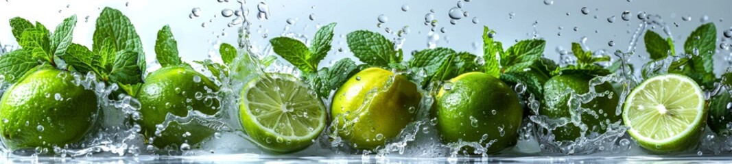 Wall Mural - The freshness of a mojito cocktail with splashes