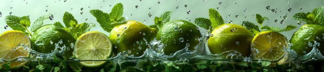 Wall Mural - The freshness of a mojito cocktail with splashes