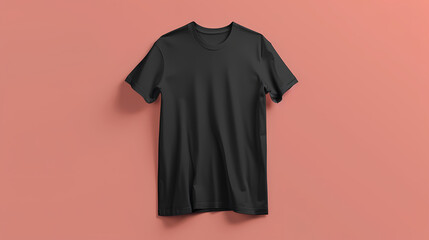 Wall Mural - Black T-Shirt on Pink Background for Product Mockup Design Templates