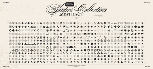 Wall Mural - retro y2k futuristic 500 elements for design. big collection of abstract graphic geometric symbols a