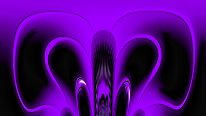 Wall Mural - neon bright purple ultra-violet and black creative art-deco curl and curved up and over design