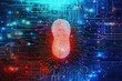 Fingerprint scan on digital screen, cyber security concept