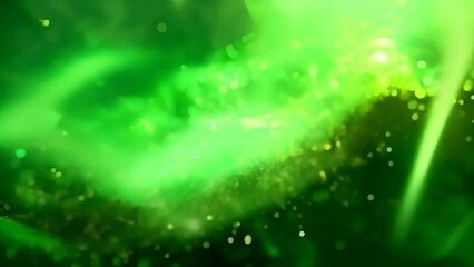 Wall Mural - abstract blurry glittering green particles video loop