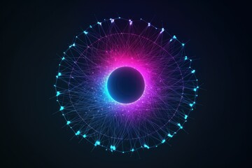 background of circular array of dots and lines on dark background