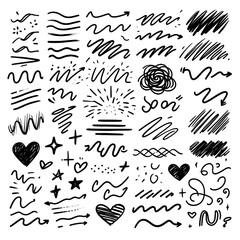 Wall Mural - Scribble doodle underline emphasis line shape set