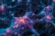 A close-up visual representation of neural activity within a network, highlighting synapses and neuron connections in a vibrant display of bioluminescent colors.