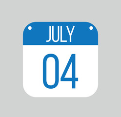 Wall Mural - July 4 icon isolated on light background. Calendar vector symbol modern for the month of July