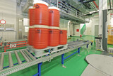 Fototapeta Big Ben - Barrels Gravity Conveyor Moving Warehouse
