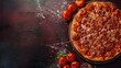 pizza sausage, tomato sauce, cheese Menu concept, food background, diet. top view. copy space for tex