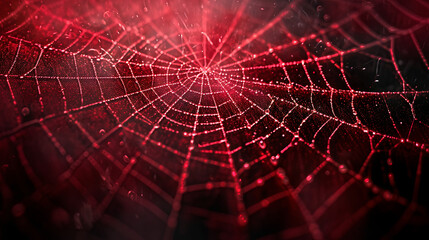 The cobwebs are illuminated with a red light