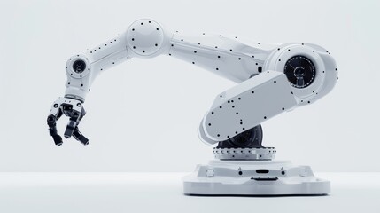 Poster - An industrial robot manipulator on a white background. A robotic arm in 3D. Modern industrial technology.