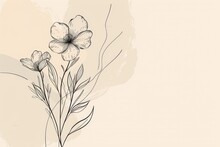 For Logos Or Tattoos, This Flower Branch And Minimalist Leaves Are Hand Drawn. Great For Prints, Covers, Wallpapers And More.