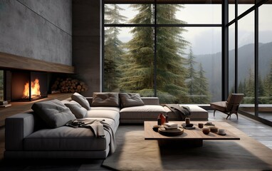 Wall Mural - Modern living room with window