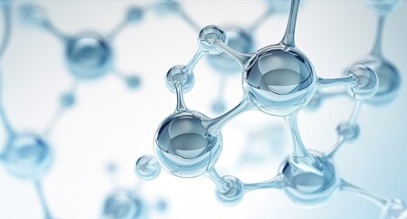 large number of liquid bubble molecules on white background, molecules inside cosmetic essence