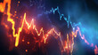 Animated market volatility graph with lightning speedlight effects on a shadowy backdrop depicting financial flux
