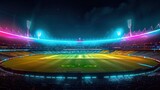 Fototapeta Sport - Cricket, Stadium of cricket night. colorful lights cricket world cup