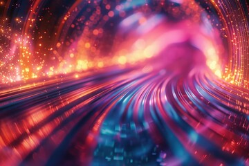 Poster - Abstract neon light lines creating sense of futuristic speed dynamic and modern background illustration with bright glowing effects showcasing fast movement and energy of technology