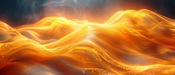 Poster - Background with abstract waves in golden color.