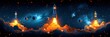 Whimsical pattern of space exploration with rockets and aliens, Background Image, Background For Banner