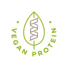 Canvas Print - Vegan protein food product icon logo badge symbol. Muscle gain diet plan for fitness vector.