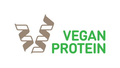 Wall Mural - Vegan protein food product icon logo badge symbol. Muscle gain diet plan for fitness vector.