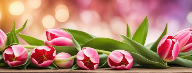 Wall Mural - Colorful Tulips and Bokeh Background