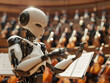 3d render of a robot conducting an orchestra with emotional intelligence