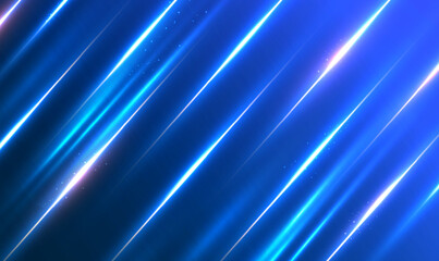 Wall Mural - Blue technology background with motion neon light effect. Abstract futuristic background with glowing light effect, Light trials, Laser beams. Futuristic dynamic movement technology. Tech Vector EPS10