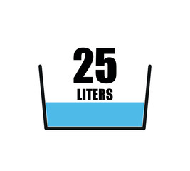 Wall Mural - 25 liters icon. Liquid measure vector design in liters isolated on white background