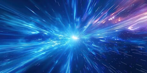 Poster - Explosive light burst illustration as dynamic background vivid of glowing energy and abstract space sense of power speed and futuristic design ideal for graphics related to technology science