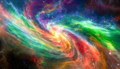 nebula night star sky in rainbow colors. multicolor outer space.